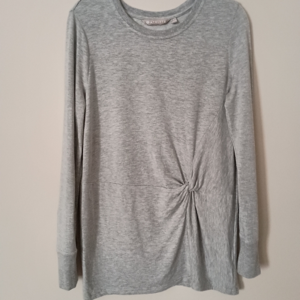 Athleta Nirvana Womens Heather‎ Gray Twist Front Long Sleeve Sweatshirt